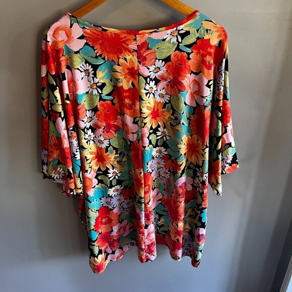 Cream & Sugar T-Shirt Floral Colourful Made in USA Plus Size 2X - Picture 7 of 8